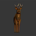 Cartoon Deer Character 3D Model With Orange Fur And Antlers