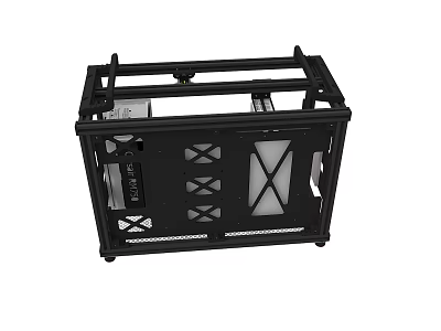 Black Metal Equipment Frame With X Shaped Ventilation Panels And Structure 3d model