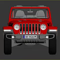 Red Jeep Convertible With Open Doors Gray Interior And Black Wheels 3d model