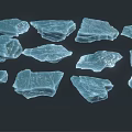 Multiple Blue Ice Crystal Shards With Various Shapes On Dark Background 3d model
