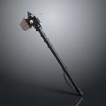 Metal Battle Axe Design With Long Handle Blue Silver Head And Chain