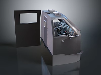 Advanced Spacecraft Metallic Module With Open Door And Internal Components 3d model