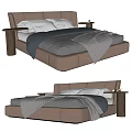 Elegant Modern Double Bed With Upholstered Headboard Gray White Bedding And Nightstands
