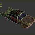 Old Rusty Vintage Car With Damaged Body Red Roof And Red Wheels