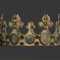 Golden Crown Decorative Household Item With Intricate Floral Patterns Colorful Gemstone Inlays