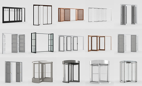 Modern folding door sliding revolving door 3d model