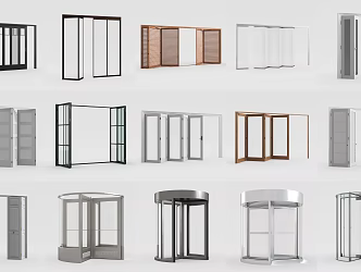 Modern folding door sliding revolving door 3d model