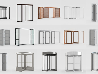 Modern folding door sliding revolving door 3d model