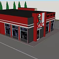 KFC Restaurant Exterior Design With Red And Gray Building And Signature Logo