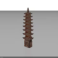 Traditional Chinese Pagoda Architecture With Multi tiered Wooden Structure And Base Door