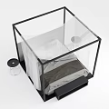 Modern Minimalist Double Bed With Black Frame Canopy Upholstered Headboard Linen Bedding Glass Side Tables