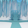 Enchanting Ice Landscape With Frozen Throne Icicle Trees And Shimmering Ice Floor
