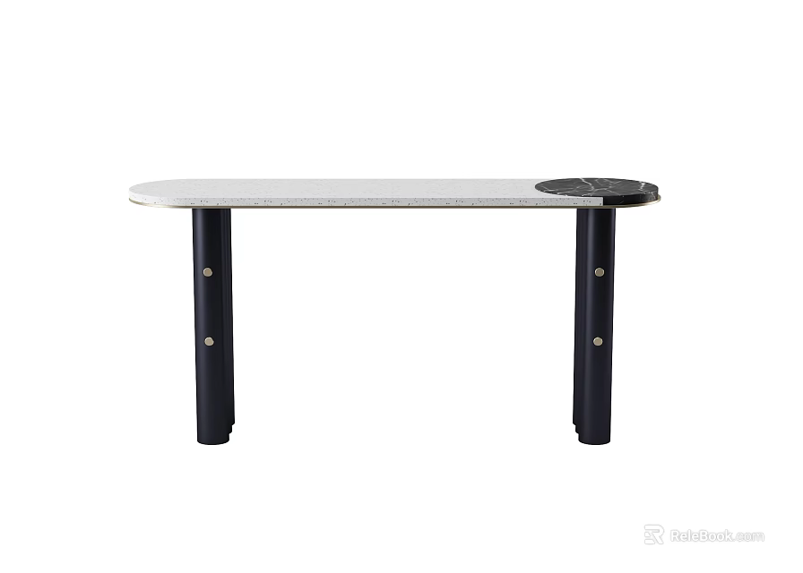Minimalist Modern Dressing Table With Sleek Light Top And Black Legs Design 3d model 