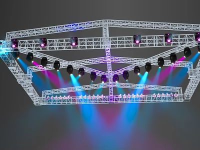 Modern Stage Design With Aluminum Truss And Colorful LED Stage Lights 3d model