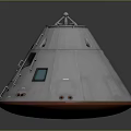 Silver Conical Spacecraft Capsule With Windows Hatch And Equipment Details 3d model