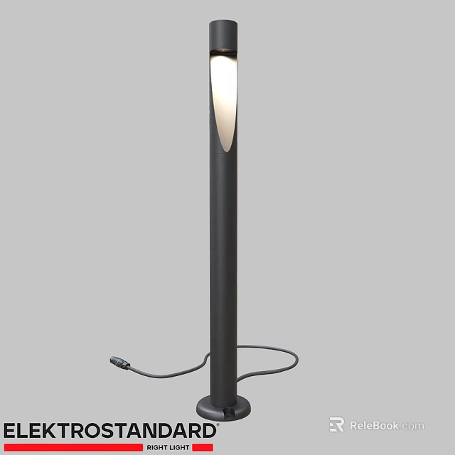 Modern Black Outdoor Floor Light With Illuminated Top And Power Cord 3d model 