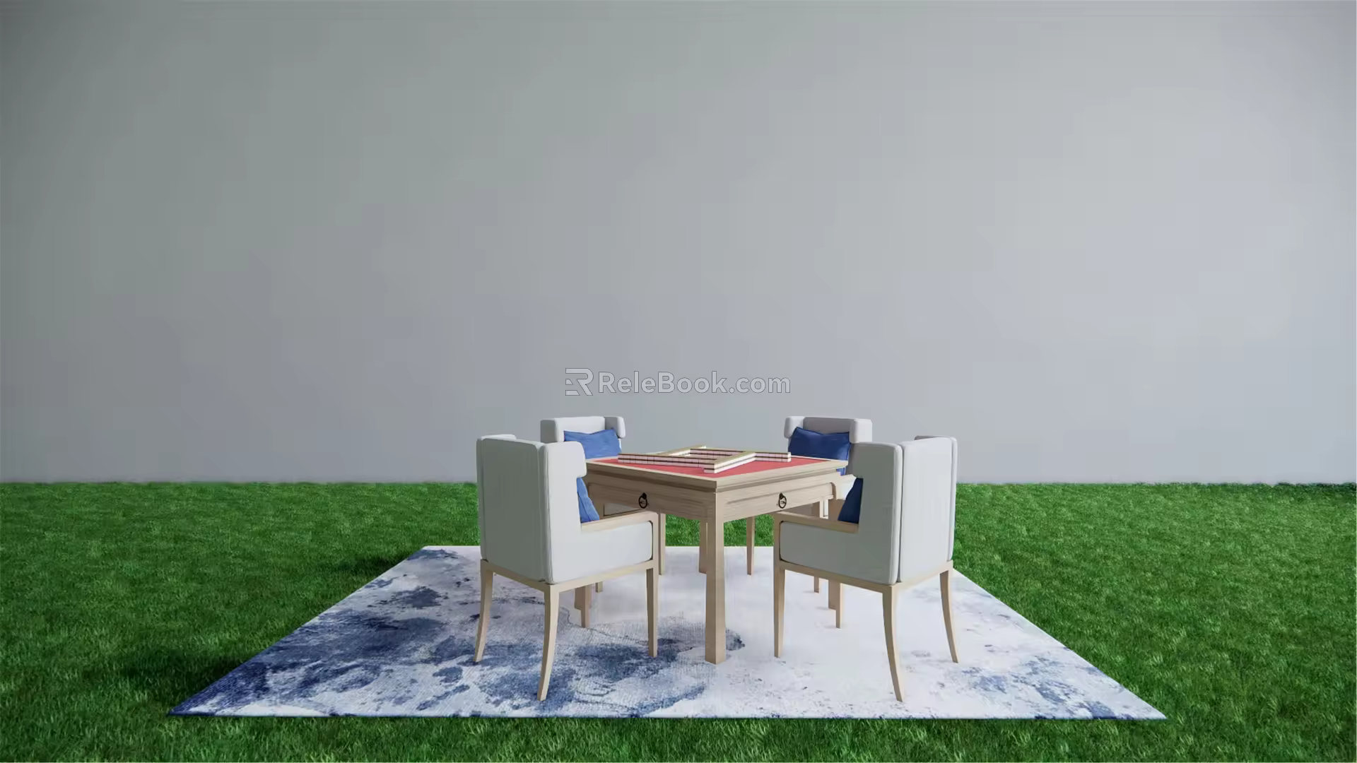 New Chinese Mahjong Table and Chair Solid Wood Mahjong Table Leisure Table and Chair 3d model