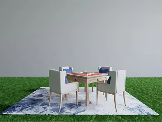 New Chinese Mahjong Table and Chair Solid Wood Mahjong Table Leisure Table and Chair 3d model
