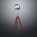 Stable Modern Floor Lamp With Red Tripod Base Metal Head And Transparent Shield