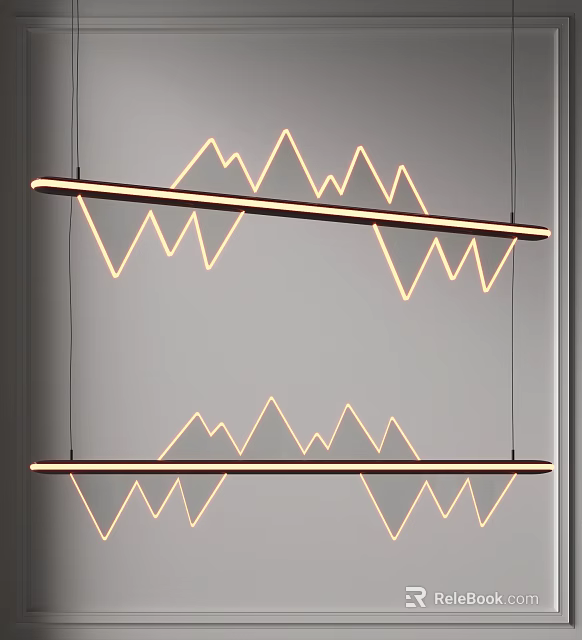 Modern Minimalist Mountain Shaped Illuminated Pendant Light With Geometric Design Hanging From Ceiling 3d model 