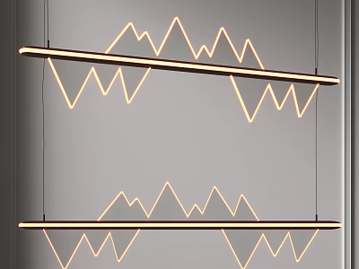 Modern Minimalist Mountain Shaped Illuminated Pendant Light With Geometric Design Hanging From Ceiling 3d model
