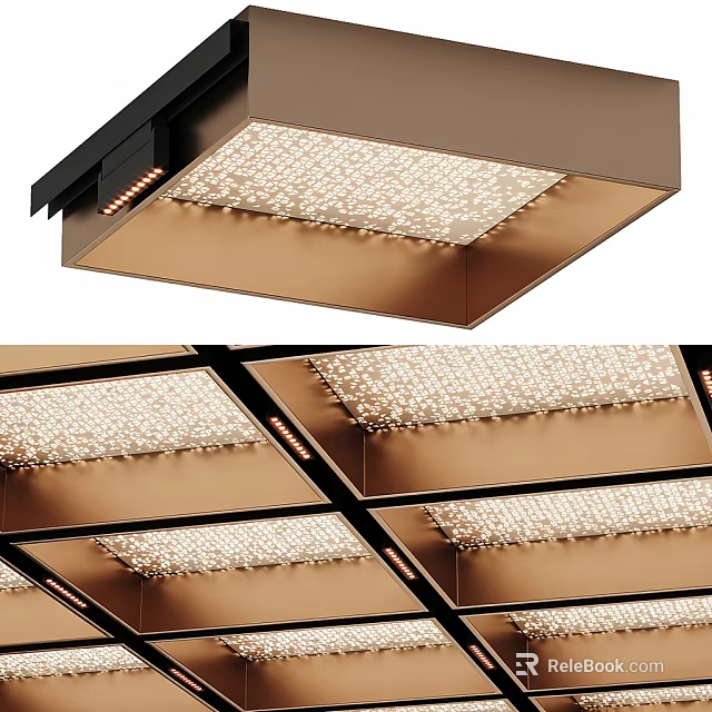 Modern Ceiling Design With Recessed LED Lights And Metal Frame Panel Layout 3d model 