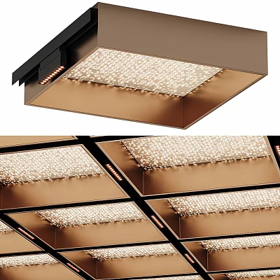 Modern Ceiling Design With Recessed LED Lights And Metal Frame Panel Layout 3d model
