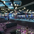 Modern Bar Interior With Neon Lights And Futuristic Stage