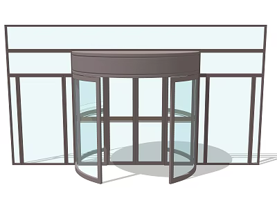 Revolving Door With Glass Panels And Metal Frame For Commercial Building Entrance 3d model