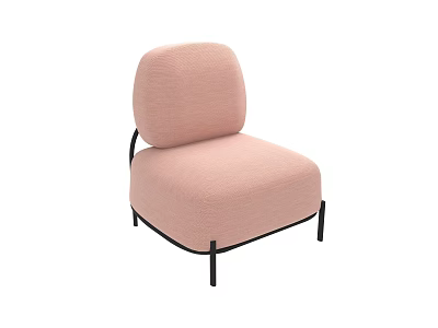 Modern Minimalist Single Sofa With Round Back Pink Fabric Upholstery And Black Metal Legs 3d model