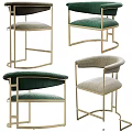 Modern Accent Chairs With Gold Metal Frames Green Gray Velvet Upholstery And Curved Backrest