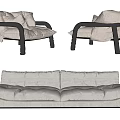 Modern Light Gray Sofa Set with Black Frame and Plush Cushions Contemporary Living Room Furniture