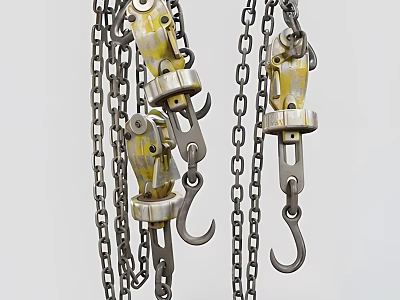 Industrial Chain Hoists With Heavy Duty Hooks And Metal Chains 3d model