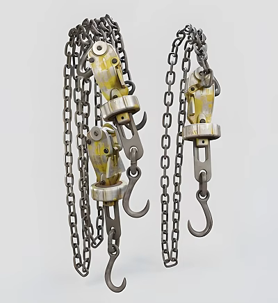 Industrial Chain Hoists With Heavy Duty Hooks And Metal Chains 3d model Industrial Chain Hoists With Heavy Duty Hooks And Metal Chains 3d model