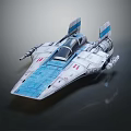 Detailed Futuristic Sci-Fi Spaceship Model Design With Blue White Exterior And Cockpit