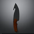 Tactical Knife With Serrated Metallic Blade And Riveted Red Handle Design