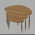 Modern Wooden Oval Nesting Tables With Natural Wood Finish And Stackable Design