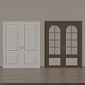 Double Doors Interior Design Featuring White And Dark Brown With Glass Panels 3d model