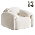 Creamy White Plush Single Sofa with Rounded Arms and Light Grey Brown Color Options
