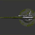 Vintage Cannon Weapon With Circular Base Green Moss And Metallic Texture Barrel