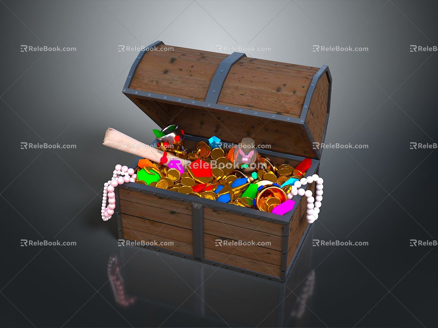 Cartoon Chest Treasure Chest Treasure Chest Jewelry Chest Cashbox Wooden Chest Game Chest Treasure Chest Pirate Chest 3d model