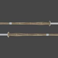Traditional Martial Arts Dual Weapons with Bamboo Handles and White Metal Accents