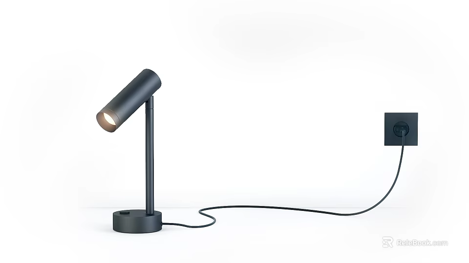 Modern Black Desk Lamp With Adjustable Head Stable Base And Power Cord 3d model