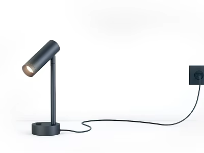 Modern Black Desk Lamp With Adjustable Head Stable Base And Power Cord 3d model