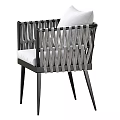 Stylish Modern Lounge Chair With Woven Armrests Gray Cushion And Black Frame