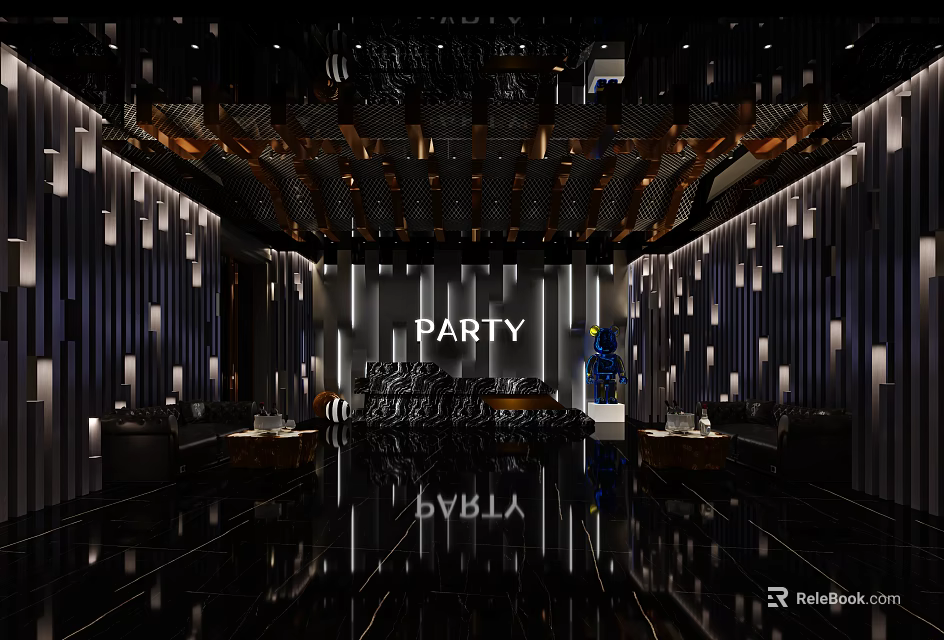 Modern KTV Interior Design With Stylish Lighting Party Atmosphere And Decor 3d model 