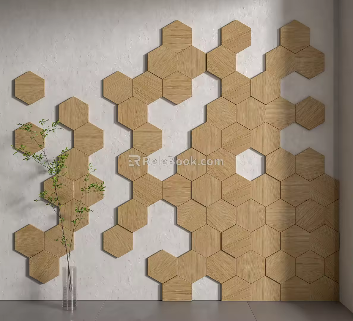 Background wall hexagon decorative board background wall 3d model