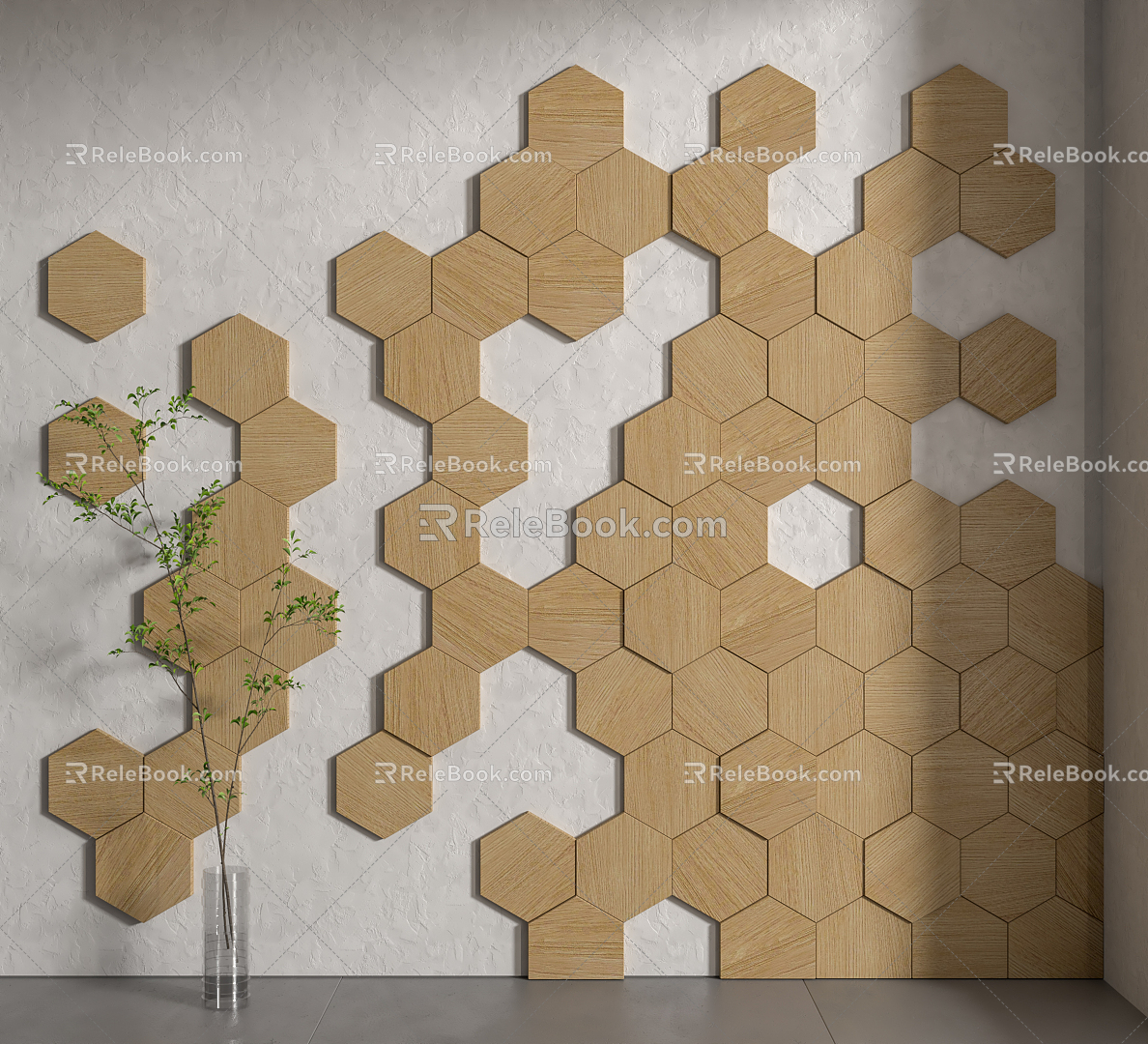 Background wall wall hexagon decorative board background wall 3d model