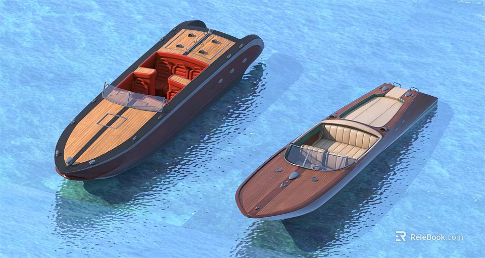 Two Luxury Yachts Floating On Clear Blue Water 3d model 