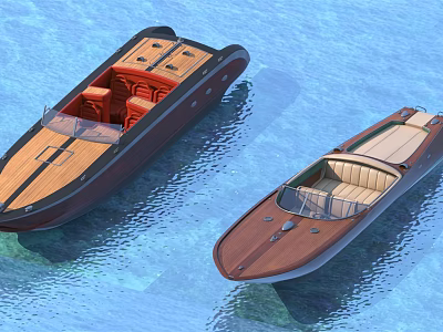 Two Luxury Yachts Floating On Clear Blue Water 3d model